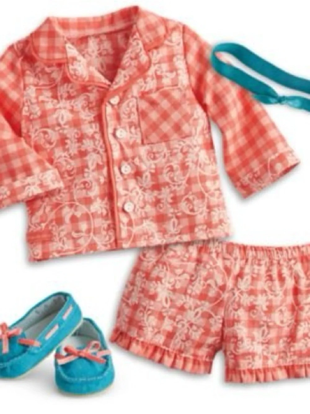 American Girl Tenney Grant coral print pajama set.